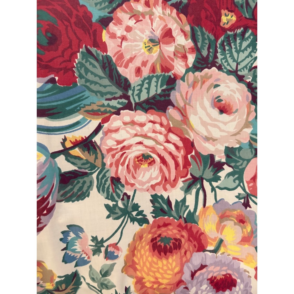 Waverly Noelle Four Seasons Floral Cotton Fabric Schumacher Red Pink
